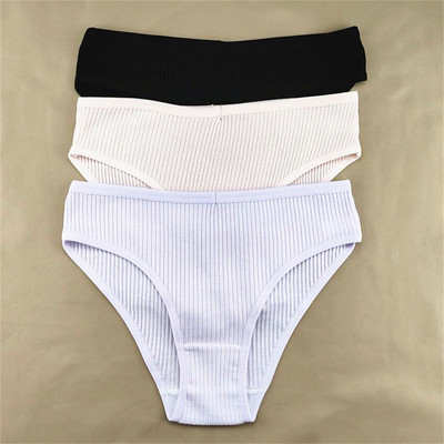 3kom/pakiranje M-XXL Jednostavne rebraste pamučne gaćice Žensko pakiranje Seksi gaćice veće veličine Žensko udobno donje rublje Gaćice Donje rublje