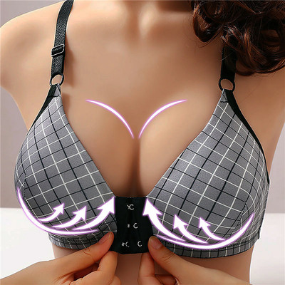 Sutiene sexy Push Up Închidere în față Sutien floral Bralette fără fir Sutiene fără sudură pentru sâni pentru lenjerie de corp pentru femei Plus Size