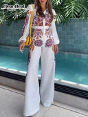 Ležérna potlačená košeľa s hubovým okrajom pre ženy, jednoradové klopové košele, top so širokými nohavicami, nohavice, obleky, módne nové 2-dielne sety