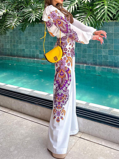 Ležérna potlačená košeľa s hubovým okrajom pre ženy, jednoradové klopové košele, top so širokými nohavicami, nohavice, obleky, módne nové 2-dielne sety