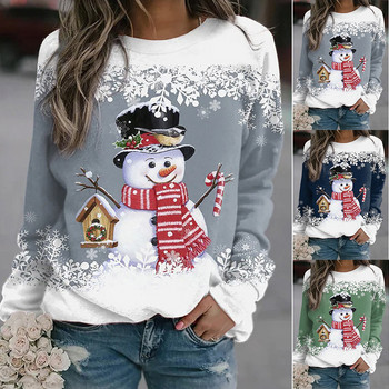 Γυναικεία casual Χριστουγεννιάτικα μακρυμάνικα πουλόβερ Γυναικεία χριστουγεννιάτικα μπλουζάκια με στάμπες μπλούζες Ρούχα Plus Size 2023