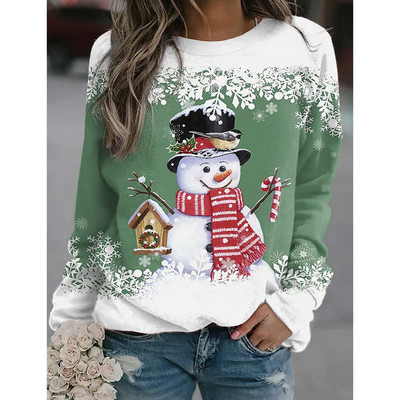 Sieviešu ikdienišķs Ziemassvētku džemperis ar garām piedurknēm Sieviešu Ziemassvētku apdrukas džemperis, topi, apģērbs, 2023. gada lielizmērs