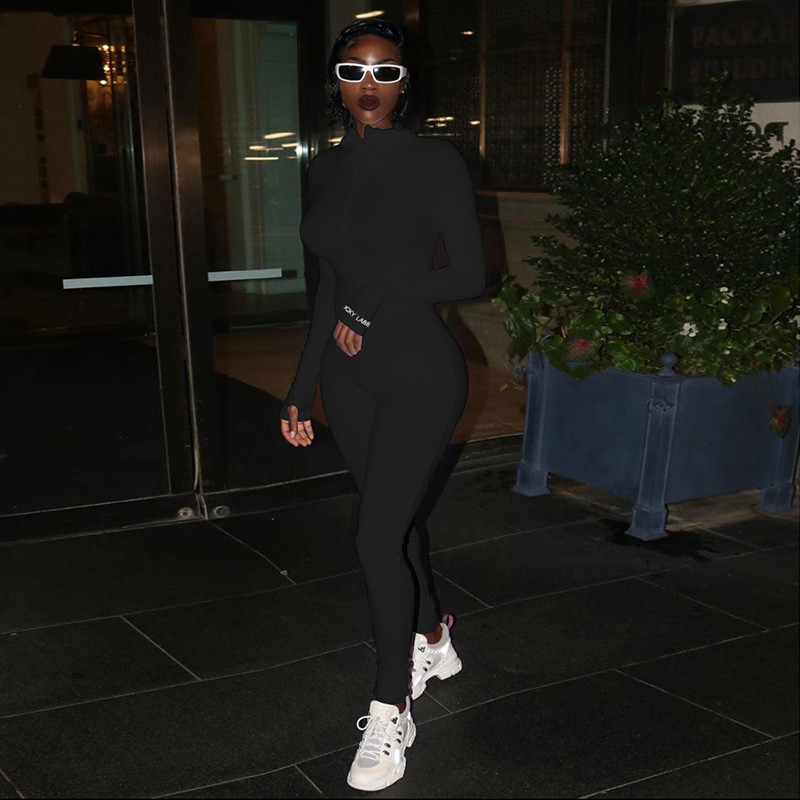 Soonikas kangas valge must kombinesoonid naiste talvised seksikad pikkade varrukatega tänavarõivad naiste rõivad, tihedad kehad, tihedad tõmblukud, püksid