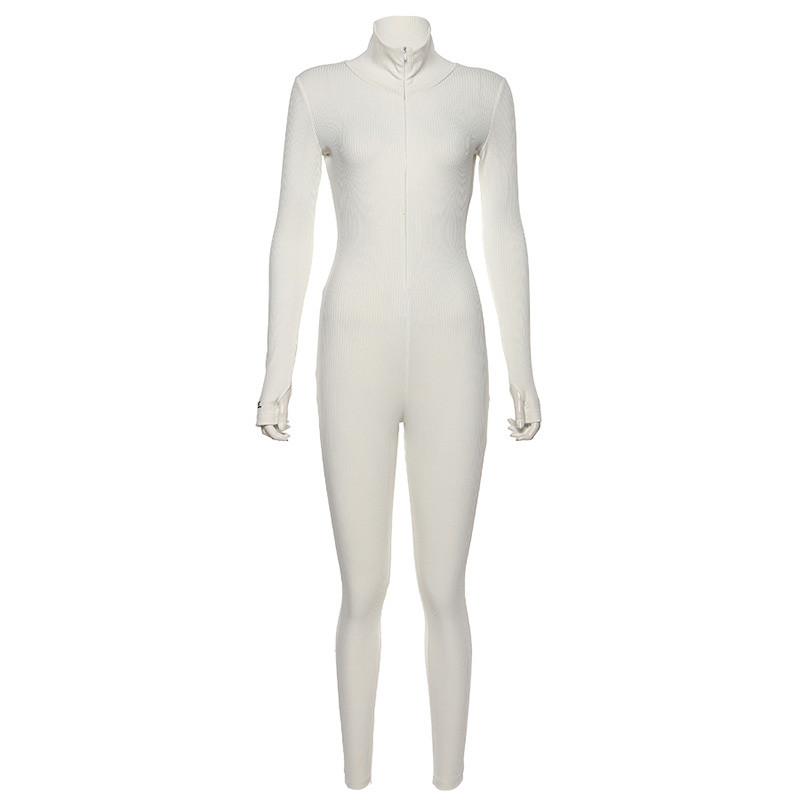 Soonikas kangas valge must kombinesoonid naiste talvised seksikad pikkade varrukatega tänavarõivad naiste rõivad, tihedad kehad, tihedad tõmblukud, püksid