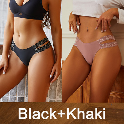 2 vnt/komplektas Moteriški besiūliai apatiniai gėlėti nėriniuoti juosmens kelnaitės Seksualūs moteriški lediniai apatiniai „Finetoo“ intymios apatinės kelnaitės „Cheekie“ kelnaitės