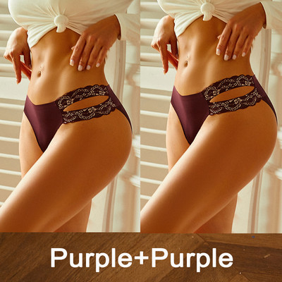 2 vnt/komplektas Moteriški besiūliai apatiniai gėlėti nėriniuoti juosmens kelnaitės Seksualūs moteriški lediniai apatiniai „Finetoo“ intymios apatinės kelnaitės „Cheekie“ kelnaitės