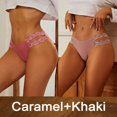 2 vnt/komplektas Moteriški besiūliai apatiniai gėlėti nėriniuoti juosmens kelnaitės Seksualūs moteriški lediniai apatiniai „Finetoo“ intymios apatinės kelnaitės „Cheekie“ kelnaitės