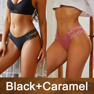 2 vnt/komplektas Moteriški besiūliai apatiniai gėlėti nėriniuoti juosmens kelnaitės Seksualūs moteriški lediniai apatiniai „Finetoo“ intymios apatinės kelnaitės „Cheekie“ kelnaitės