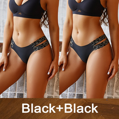 2 vnt/komplektas Moteriški besiūliai apatiniai gėlėti nėriniuoti juosmens kelnaitės Seksualūs moteriški lediniai apatiniai „Finetoo“ intymios apatinės kelnaitės „Cheekie“ kelnaitės