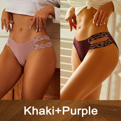 2 vnt/komplektas Moteriški besiūliai apatiniai gėlėti nėriniuoti juosmens kelnaitės Seksualūs moteriški lediniai apatiniai „Finetoo“ intymios apatinės kelnaitės „Cheekie“ kelnaitės