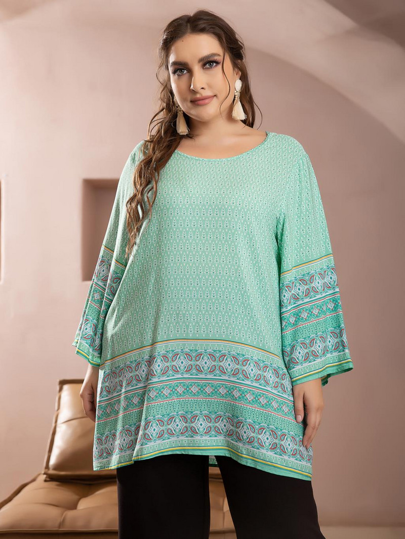 2023 Jarná jesenná blúzka s dlhým rukávom, košeľa s kvetinovou potlačou, ležérna dlhá blúzka, voľná, nadrozmerná, plus veľkosť, dámske topy