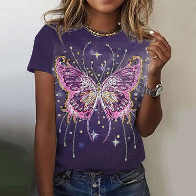 Naiste T-särgid Moodne T-särk Lilletrükiga T-särk Naiste särk Suvine Basic Naiste top trükiga suured suurused Naiste riided