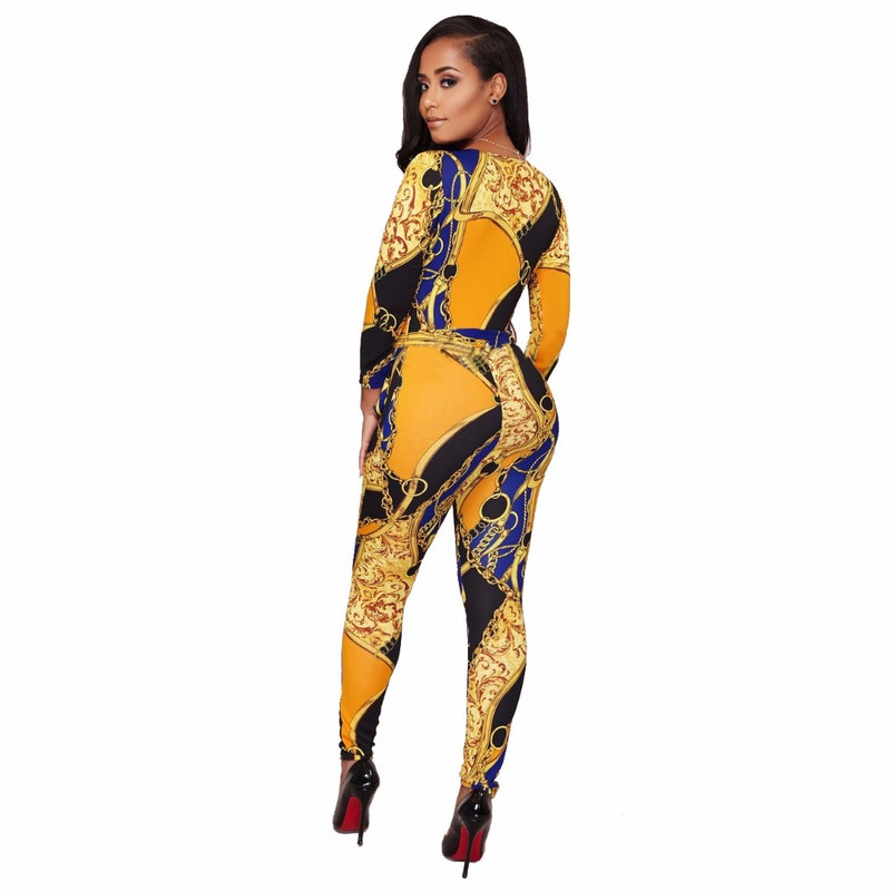 Módne dámske potlačené úzke overaly sexy hlboký výstrih do V plus veľkosť oblečenia