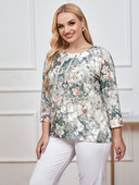Top de damă cu mărimi mari, la modă de primăvară Top elegant, potrivit pentru topul casual din bumbac rotund pentru femei