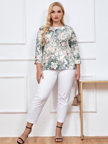 Γυναικείο Plus Size Top Fashion Fashion Κομψό τοπ κατάλληλο για στρογγυλό γυναικείο βαμβακερό casual τοπ