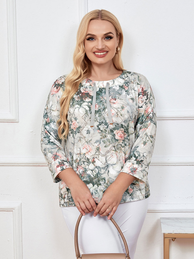 Ženska majica veće veličine Proljetna modna elegantna majica Prikladna za okruglu žensku pamučnu ležernu majicu