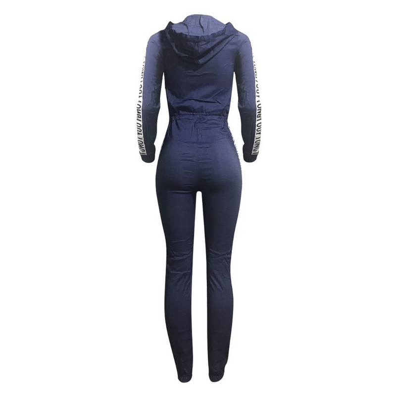 INMOTENG Ležérne overaly s potlačou písmen a kovbojskou farbou, predný zips, kapucňa s dlhým rukávom, pásový obväz, ležérne oblečenie