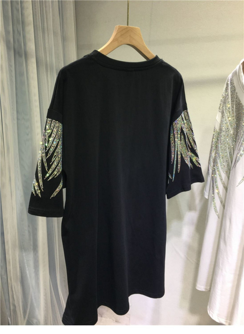 L-4XL Suures suuruses topsid Rhinestone Graafilised T-särgid Luksuslik suures suuruses tuunika naistele Meestele Suvepuuvillane naiste riided lihav Y2K