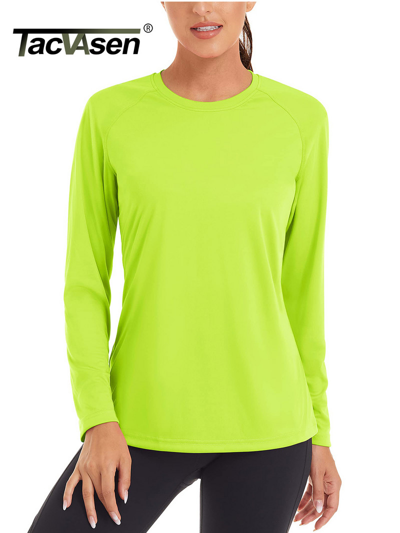 Dámske letné rýchloschnúce tričká TACVASEN s UV filtrom UPF 50+, výkonné, s UV ochranou, s dlhým rukávom a plaveckým topom.