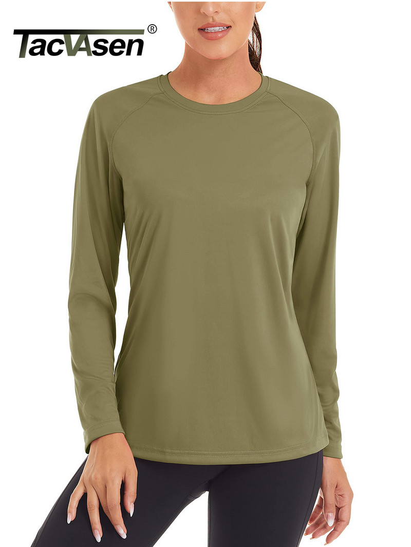 Dámske letné rýchloschnúce tričká TACVASEN s UV filtrom UPF 50+, výkonné, s UV ochranou, s dlhým rukávom a plaveckým topom.