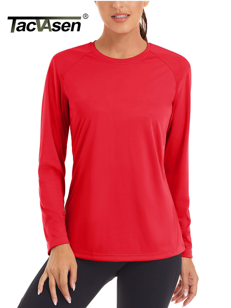 Dámske letné rýchloschnúce tričká TACVASEN s UV filtrom UPF 50+, výkonné, s UV ochranou, s dlhým rukávom a plaveckým topom.