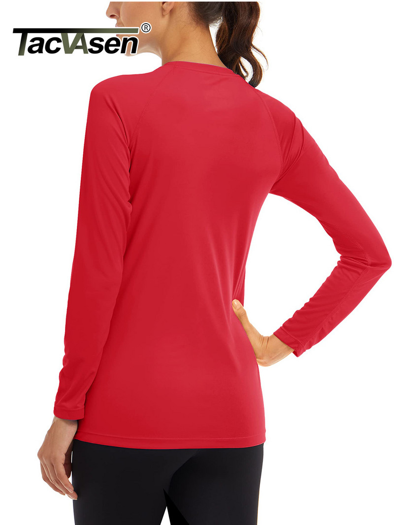 Dámske letné rýchloschnúce tričká TACVASEN s UV filtrom UPF 50+, výkonné, s UV ochranou, s dlhým rukávom a plaveckým topom.