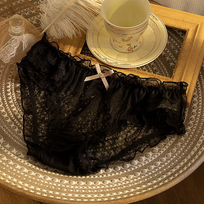 Chiloți sexy din dantelă pentru femei, drăguți cu buline, cu talie mijlocie, chiloți de dimensiuni mari, pentru fete, confortabili, respirabili