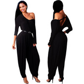 Kombinezon s harem hlačama na jedno rame i dugim rukavima Ženski jesenski seksi kombinirani kombinezon bez remena bez leđa