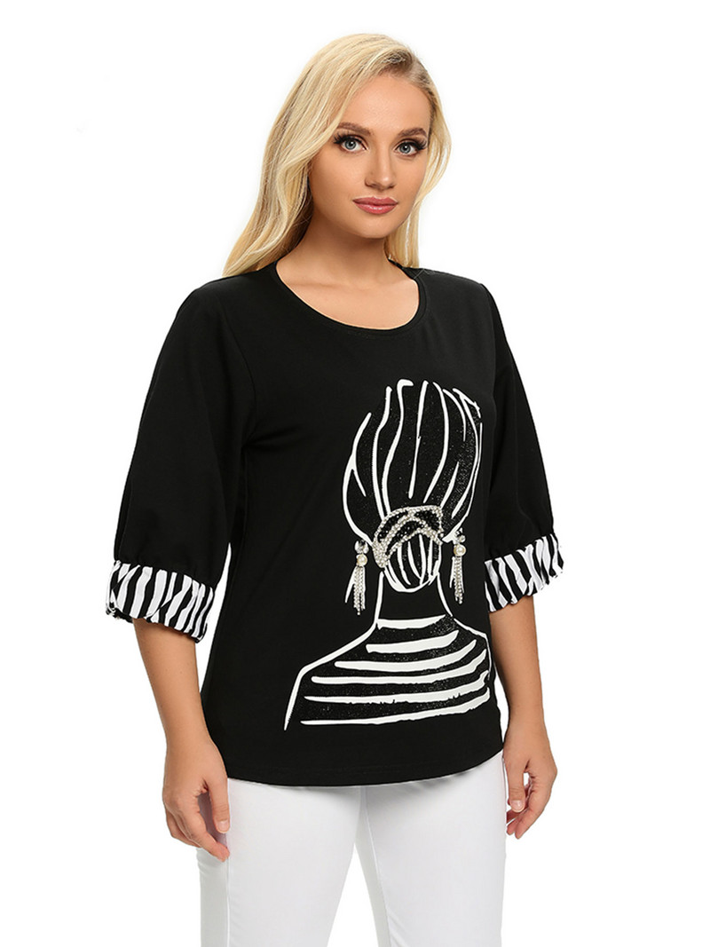 Pulover de mărime mare pentru femei Pulover șic de primăvară elegant pentru femei dolofane Pulover de modă din bumbac