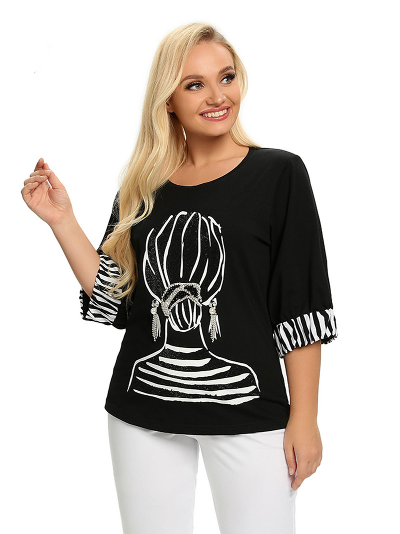 Pulover de mărime mare pentru femei Pulover șic de primăvară elegant pentru femei dolofane Pulover de modă din bumbac