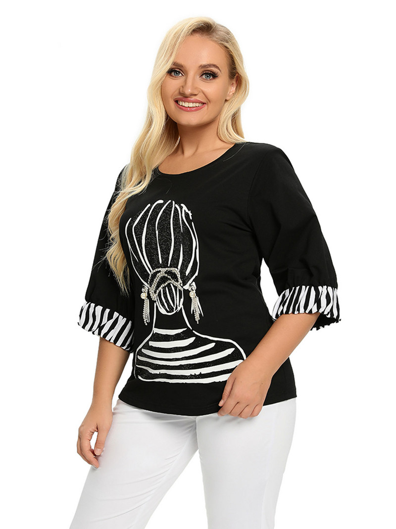 Pulover de mărime mare pentru femei Pulover șic de primăvară elegant pentru femei dolofane Pulover de modă din bumbac