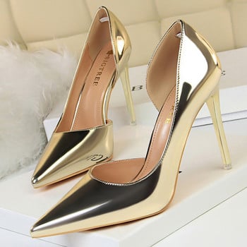 2023 Плюс размер 43 Най-нови дамски 10,5 см високи токчета Златни помпи Женски стриптизьорки Такони Дамски обувки с високи токчета Scarpins Фетиш обувки