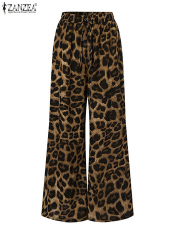 Μόδα Γυναικεία Σετ παντελονιών Leopard Print ZANZEA Casual Loose τοπ και παντελόνια 2023 Φθινόπωρο παντελόνι με φαρδύ πόδι Leisure Σετ δύο τεμαχίων