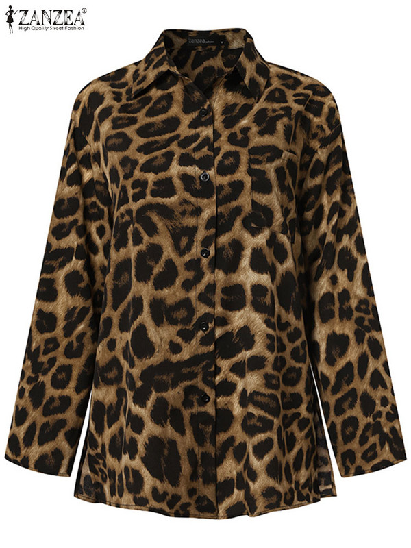 Madingi moteriški kelnių rinkiniai leopardo raštais ZANZEA laisvalaikio laisvi viršutiniai ir kelnių komplektai 2023 m. rudens plačiomis kojomis laisvalaikio dviejų dalių rinkiniai