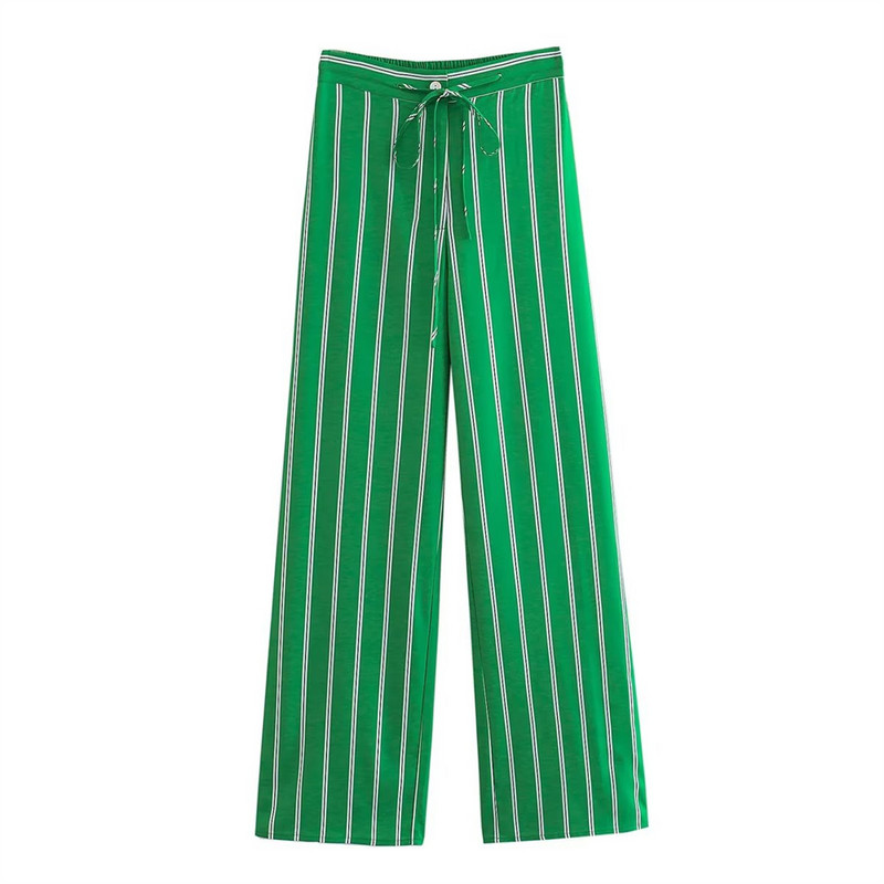 UNIZERA2023 Nová dámska súprava s pruhovaným golierom, dlhým rukávom a potlačou, rovnými nohavicami