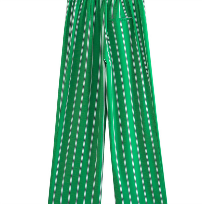 UNIZERA2023 Nová dámska súprava s pruhovaným golierom, dlhým rukávom a potlačou, rovnými nohavicami