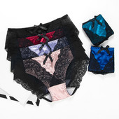 Seksi gaćice od satenske čipke Žensko donje rublje Prozirne gaćice od prozirne čipke Tangas gaćice Mekane sjajne satenske gaćice