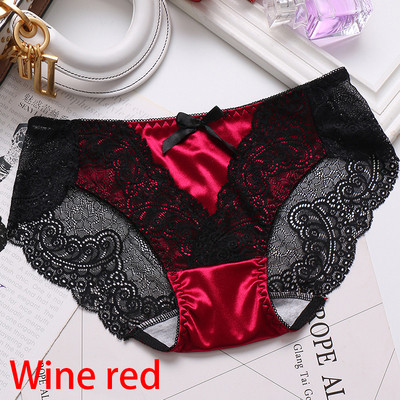 Seksi gaćice od satenske čipke Žensko donje rublje Prozirne gaćice od prozirne čipke Tangas gaćice Mekane sjajne satenske gaćice
