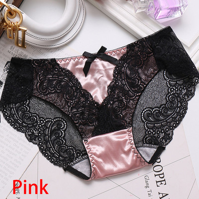 Seksi gaćice od satenske čipke Žensko donje rublje Prozirne gaćice od prozirne čipke Tangas gaćice Mekane sjajne satenske gaćice