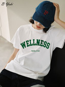 Blessyuki Trendy letné tričká s grafikou a písmenami pre ženy, letné kórejské tričká s krátkym rukávom a výstrihom do V, dámske plus veľkosti, 100% bavlna, základné topy