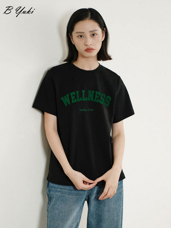 Blessyuki Trendy letné tričká s grafikou a písmenami pre ženy, letné kórejské tričká s krátkym rukávom a výstrihom do V, dámske plus veľkosti, 100% bavlna, základné topy