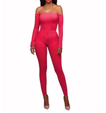 Μοντέρνα σέξι γυναικεία νυχτερινά Shop Flat Pants Jumpsuits Street Trendy jumpsuits με ώμους υψηλής ελαστικότητας για την άνοιξη και το φθινόπωρο