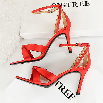 Dámske letné sandále BIGTREE, vysoké podpätky, 11 cm, saténové, dámske lodičky, sexy, vysoké podpätky, duté, dámske sandále