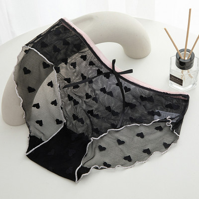 Žensko donje rublje s čipkom Prozirne seksi gaćice Temptation Gaćice niskog struka Vrpca L-XL uzorka Gaćice Ženske gaćice