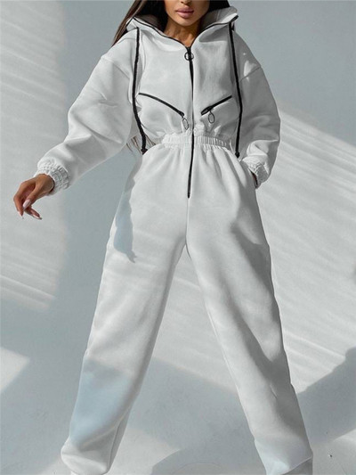 Kombinezonai Moteriški Kombinezonas su gobtuvu Moteriškas Elegantiškas ilgomis rankovėmis vientisas apranga Šiltas šliaužtinukas Moteriškas su užtrauktuku kišeninis žaidimų kostiumas žieminis