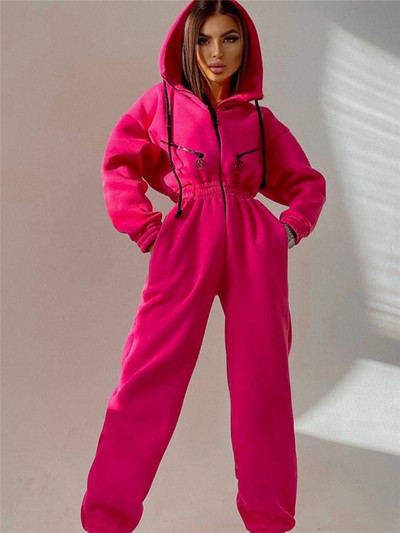 Kombinezonai Moteriški Kombinezonas su gobtuvu Moteriškas Elegantiškas ilgomis rankovėmis vientisas apranga Šiltas šliaužtinukas Moteriškas su užtrauktuku kišeninis žaidimų kostiumas žieminis