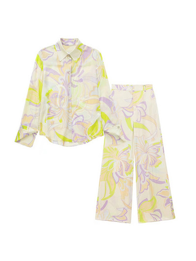 Žene 2022 Nove Elegantne hlače Košulje Kompleti Bluza s printom Ležerne Vintage Ljetne majice dugih rukava Chic Ženske mekane hlače Ulična odjeća