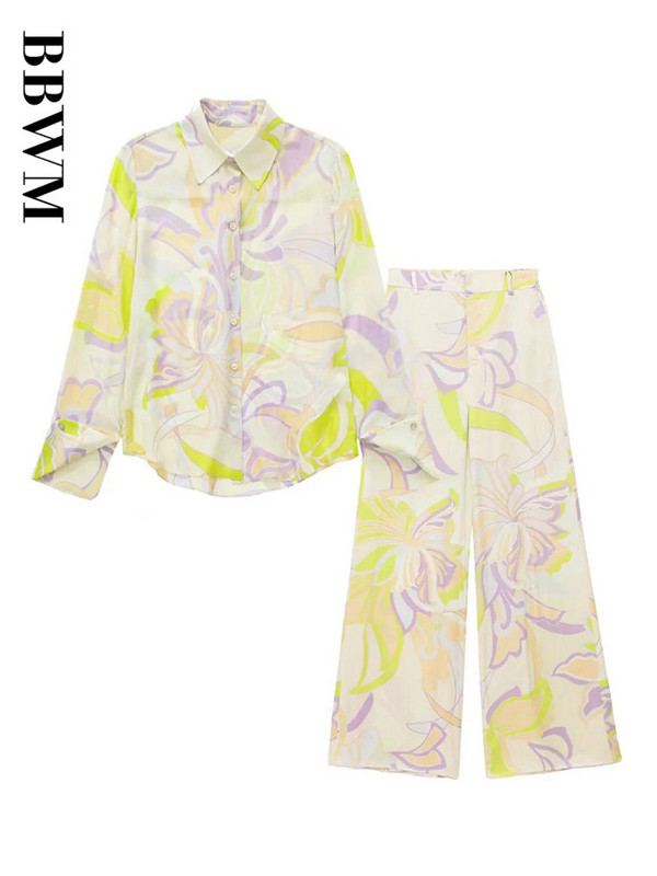 Žene 2022 Nove Elegantne hlače Košulje Kompleti Bluza s printom Ležerne Vintage Ljetne majice dugih rukava Chic Ženske mekane hlače Ulična odjeća