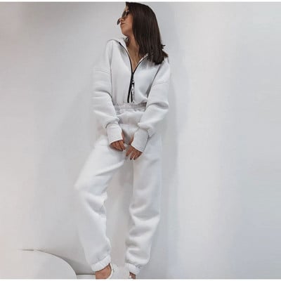 Ženska trenirka Flis kombinezoni s kapuljačom Široke majice s kapuljačom Ženski kombinezon Jesen Zima 2023 Ležerni topli ženski sportski kombinezon