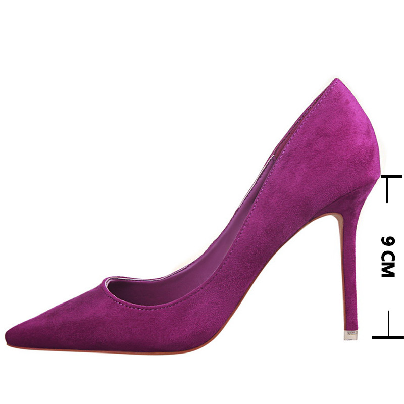 Dámske topánky BIGTREE, klasické dámske topánky, základné podpätky, flockové, plytké svadobné topánky, sexy ihličkové topánky, plus veľkosť 41, 42, 43